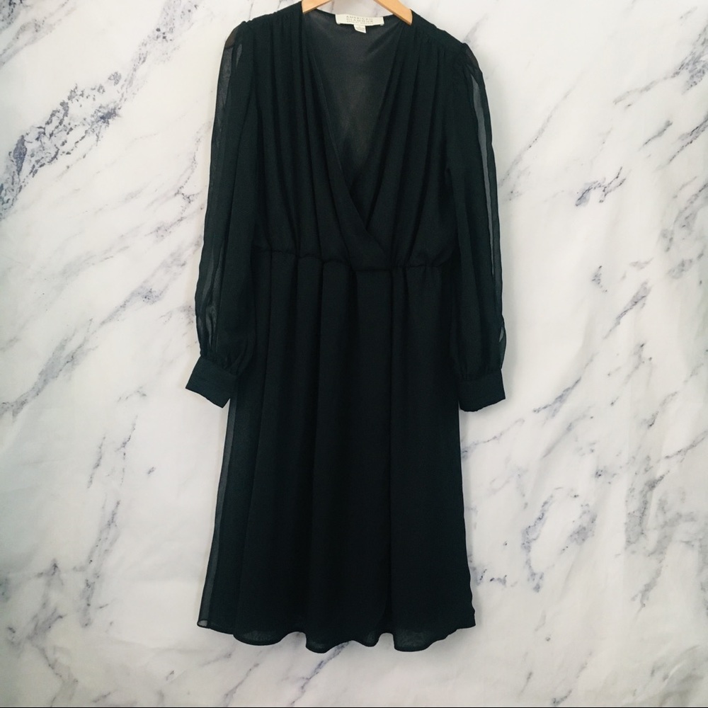 Badgley Mischka sheer sleeve midi dress